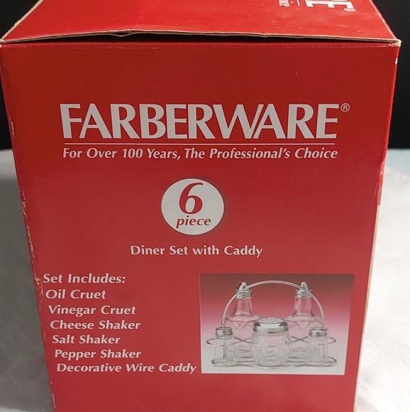 Farberware 6-Piece Retro Diner Condiment Set w/Caddy NIB - Picture 2 of 6